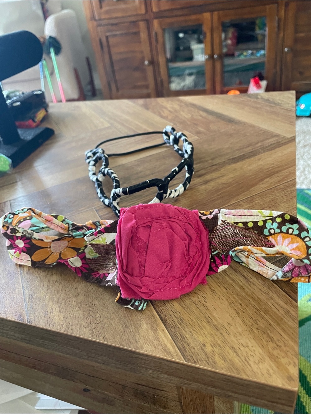 Women’s Floral Headband with Pink Fabric Flower